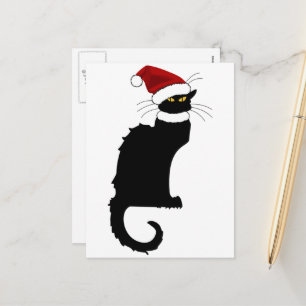 Le Chat Noir Kerstman Hoed Kerstmis Feestdagenkaart