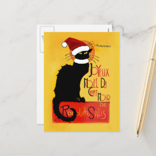 Le Chat Noir Kerstman Hoed Kerstmis Feestdagenkaart