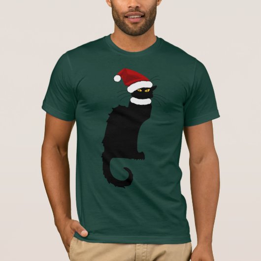 Le Chat Noir Kerstman Hoed Kerstmis T-shirt (Voorkant)