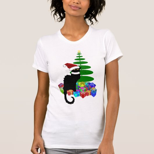 Le Chat Noir Kerstman Hoed Kerstmis T-shirt (Voorkant)
