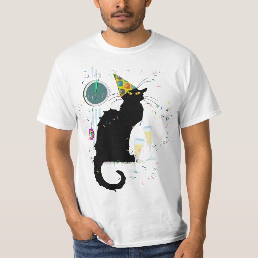 Le Chat Noir Kerstman Hoed Kerstmis T-shirt (Voorkant)