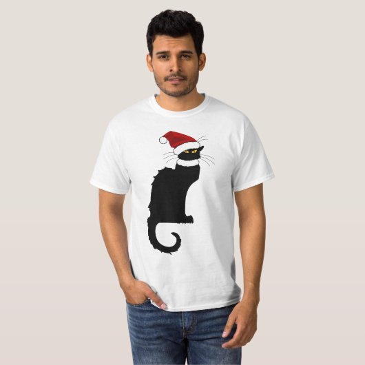 Le Chat Noir Kerstman Hoed Kerstmis T-shirt (Voorkant volledig)