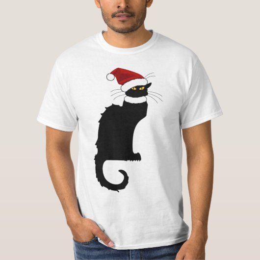 Le Chat Noir Kerstman Hoed Kerstmis T-shirt (Voorkant)