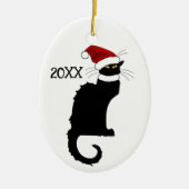 Le Chat Noir Kerstman Kerstmis Keramisch Ornament (Voorkant)