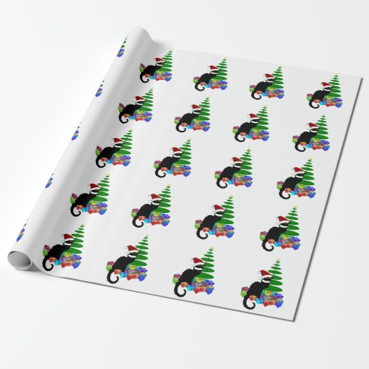 Le Chat Noir Kerstmuts Kerstmis Cadeaupapier (Uitgerold)