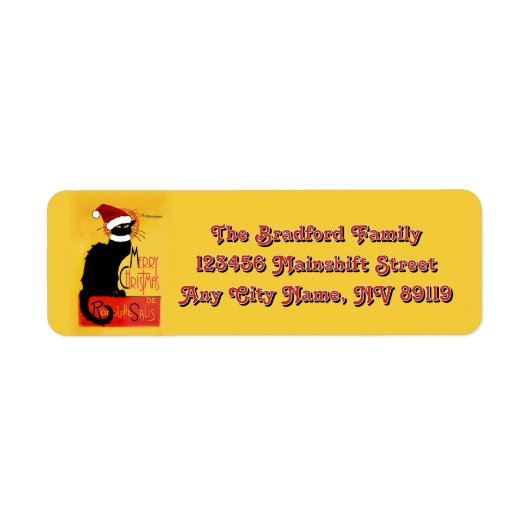 Le Chat Noir Kerstmuts Kerstmis Etiket (Voorkant)