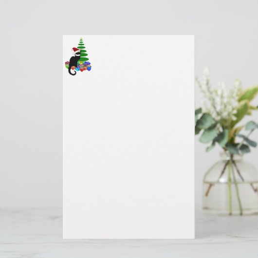 Le Chat Noir met kerstboom Briefpapier (Staand voorkant)