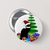 Le Chat Noir met kerstboom en cadeautjes Ronde Button 5,7 Cm (Voorkant /achterkant)