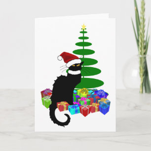 Le Chat Noir met kerstboom Feestdagen Kaart
