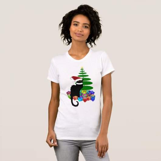 Le Chat Noir met kerstboom T-shirt (Voorkant volledig)