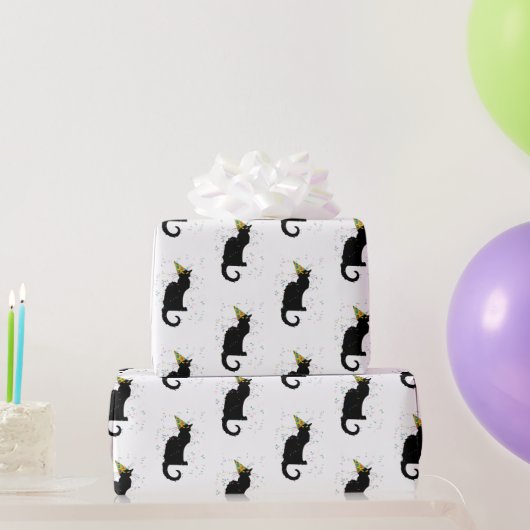 Le Chat Noir Party Hat Confetti Celebration Cadeaupapier (Feestgeschenken)