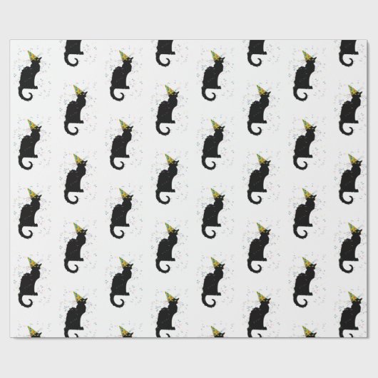 Le Chat Noir Party Hat Confetti Celebration Cadeaupapier (Vlak)