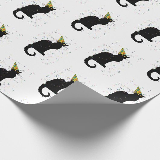 Le Chat Noir Party Hat Confetti Celebration Cadeaupapier (Hoek)