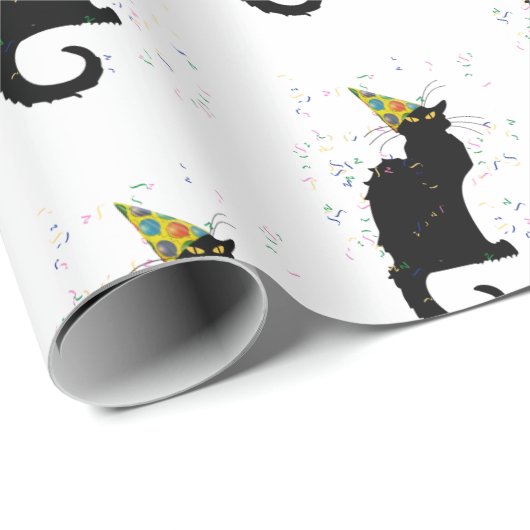 Le Chat Noir Party Hat Confetti Celebration Cadeaupapier (Rol Hoek)