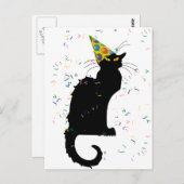 Le Chat Noir Party Pet Confetti Briefkaart (Voorkant / Achterkant)
