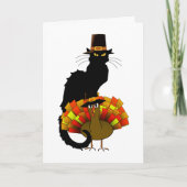 Le Chat Noir Pilgrim Thanksgiving Feestdagen Kaart (Voorkant)