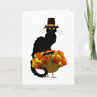 Le Chat Noir Pilgrim Thanksgiving Feestdagen Kaart