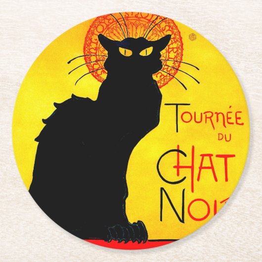 Le Chat Noir Ronde Kartonnen Onderzetter (Voorkant)