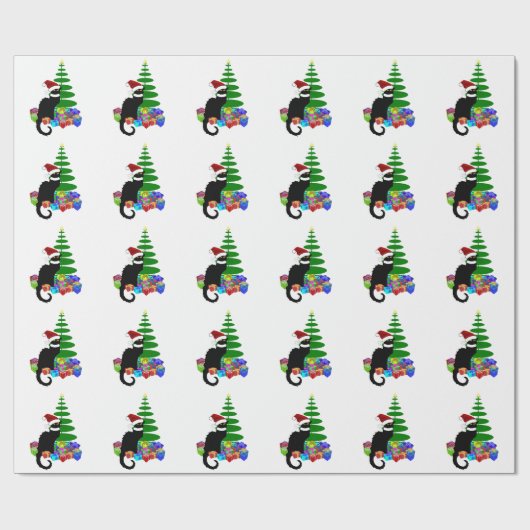 Le Chat Noir Santa Hat Christmas Cadeaupapier (Vlak)