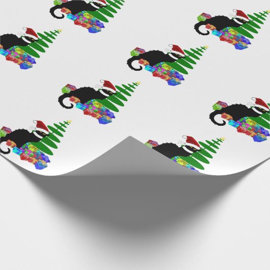 Le Chat Noir Santa Hat Christmas Cadeaupapier (Hoek)