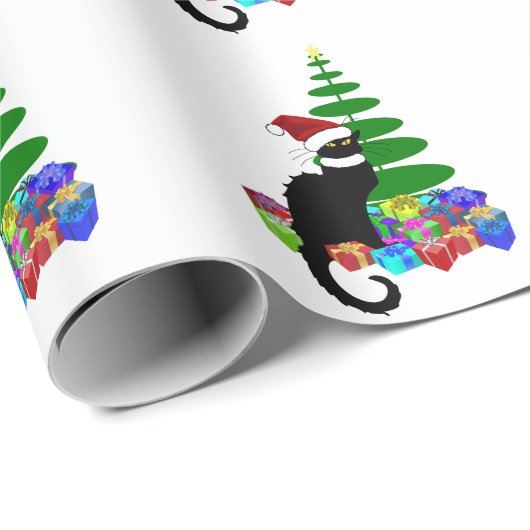 Le Chat Noir Santa Hat Christmas Cadeaupapier (Rol Hoek)