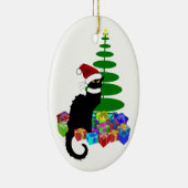 Le Chat Noir Santa Hat Christmas Keramisch Ornament (Rechts)