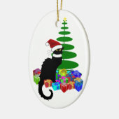 Le Chat Noir Santa Hat Christmas Keramisch Ornament (Links)