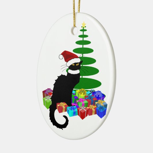 Le Chat Noir Santa Hat Christmas Keramisch Ornament (Links)