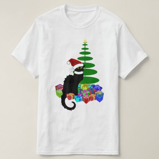 Le Chat Noir Santa Hat Christmas T-shirt (Design voorkant)