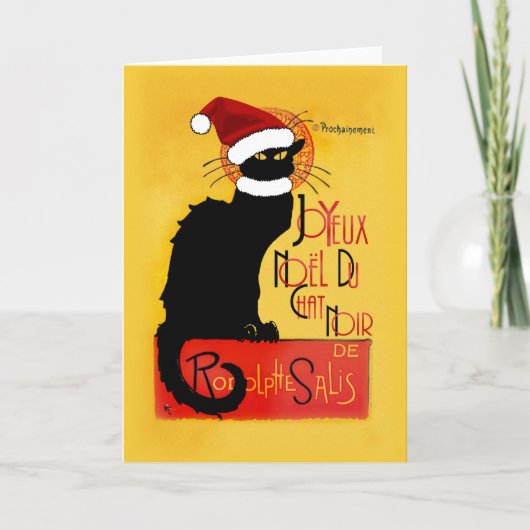 Le Chat Noir Santa Hat Kerstmis Feestdagen Kaart (Voorkant)