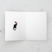 Le Chat Noir Santa Hat Kerstmis Feestdagen Kaart (Binnen)