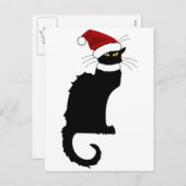 Le Chat Noir Santa Hat Kerstmis Feestdagenkaart (Voorkant / Achterkant)