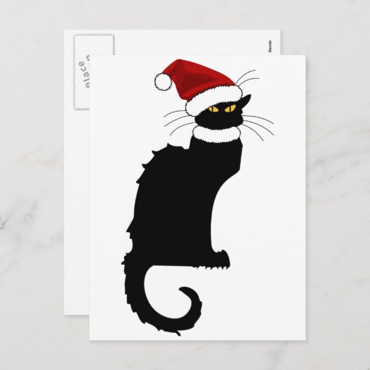 Le Chat Noir Santa Hat Kerstmis Feestdagenkaart (Voorkant / Achterkant)