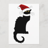 Le Chat Noir Santa Hat Kerstmis Feestdagenkaart (Voorkant)
