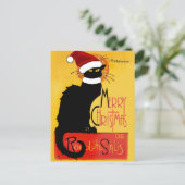 Le Chat Noir Santa Hat Kerstmis Feestdagenkaart (Staand voorkant)