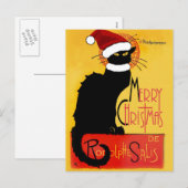 Le Chat Noir Santa Hat Kerstmis Feestdagenkaart (Voorkant / Achterkant)