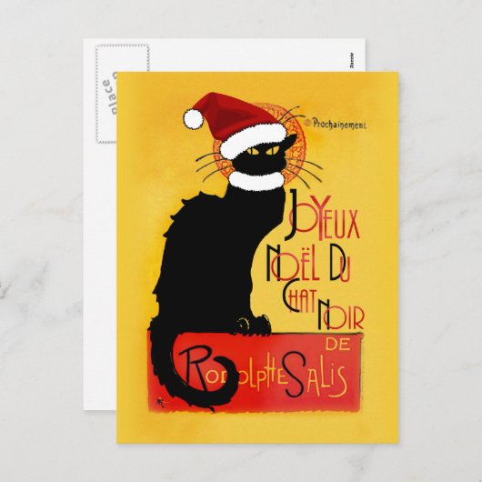 Le Chat Noir Santa Hat Kerstmis Feestdagenkaart (Voorkant / Achterkant)