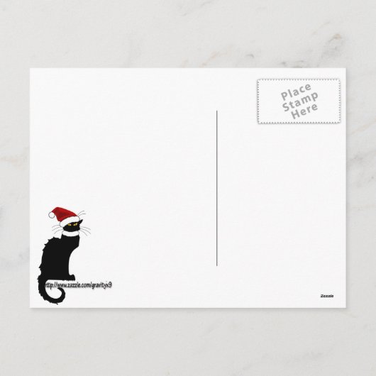 Le Chat Noir Santa Hat Kerstmis Feestdagenkaart (Achterkant)
