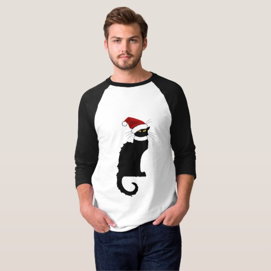 Le Chat Noir Santa Hat Kerstmis T-shirt (Voorkant volledig)