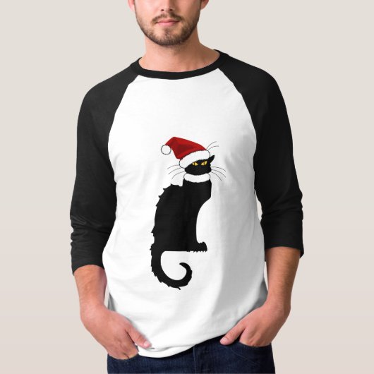 Le Chat Noir Santa Hat Kerstmis T-shirt (Voorkant)
