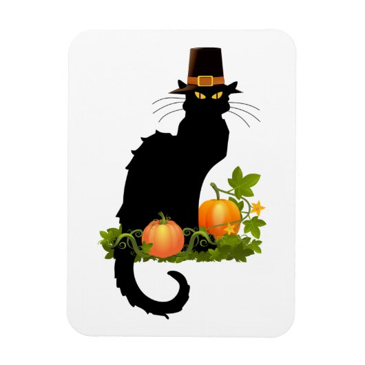 Le Chat Noir Thanksgiving and Pilgrim Turkey Magneet (Verticaal)