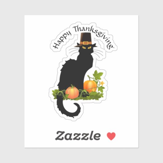 Le Chat Noir Thanksgiving and Pilgrim Turkey Sticker (Vel)