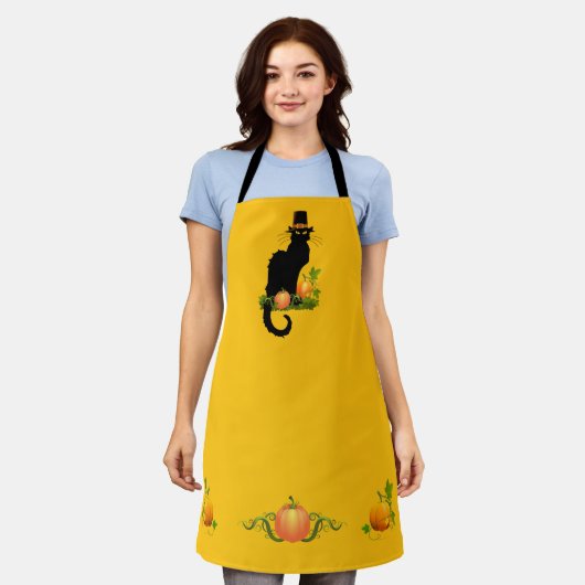 Le Chat Noir Thanksgiving en Pelgrim Kalkoen Schort (Gedragen)
