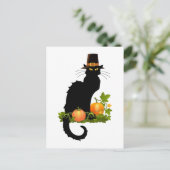 Le Chat Noir Thanksgiving en pelgrim Turkije Feestdagenkaart (Staand voorkant)