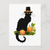 Le Chat Noir Thanksgiving en pelgrim Turkije Feestdagenkaart (Voorkant)