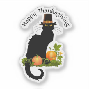 Le Chat Noir Thanksgiving en pelgrimkalkoen Sticker