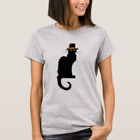 Le Chat Noir Thanksgiving Pilgrim Pet T-shirt (Voorkant)