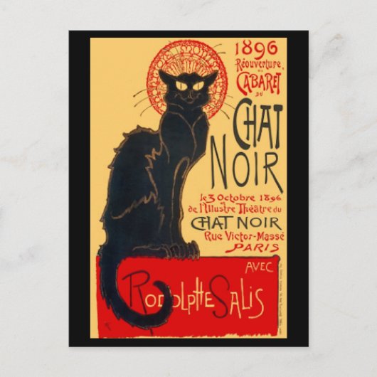 Le Chat Noir, The Black Cat, Art Briefkaart (Voorkant)