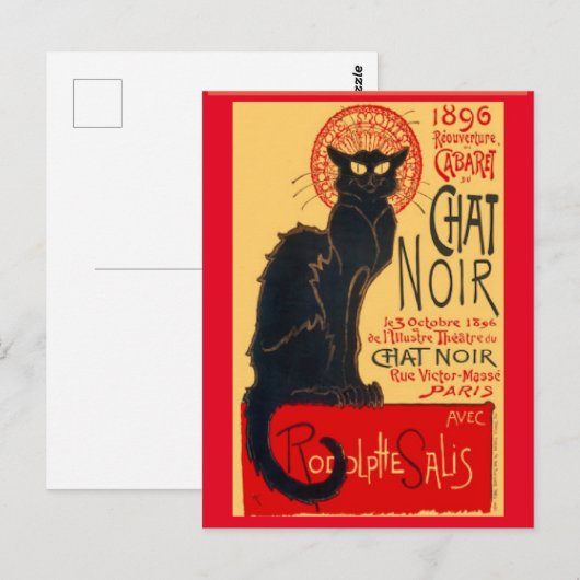 Le Chat Noir, The Black Cat, Art Briefkaart (Voorkant / Achterkant)