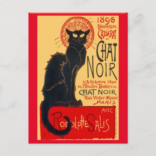Le Chat Noir, The Black Cat, Art Briefkaart (Voorkant)